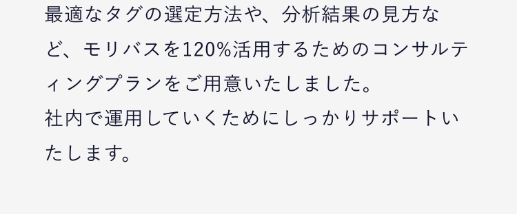 03
社内で運用していくための
コンサルティングプランもご用意！
それでも自分で運用できるか心配…
ご安心ください！