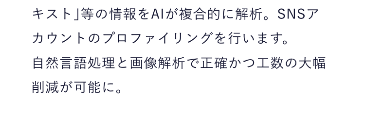 Moribus Naviを支える
プロファイリングAI
特許取得の技術により個人の特性を可視化！